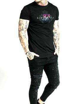 Camiseta SikSilk negra piedras brillantes