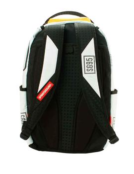 Mochila Sprayground blanca cintas amarillas