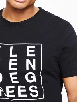 Camiseta 11 Degrees negra Letras blancas hombre