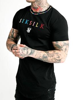 Camiseta SikSilk Curved Hem Colours Gym negra