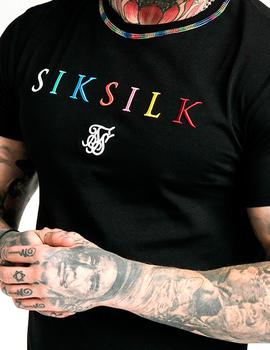 Camiseta SikSilk Curved Hem Colours Gym negra