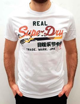 Camiseta Superdry blanca letras estampadas