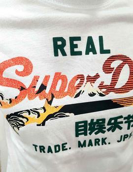 Camiseta Superdry blanca letras estampadas