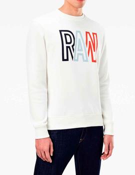 Sudadera G Star blanca letras Raw para hombre