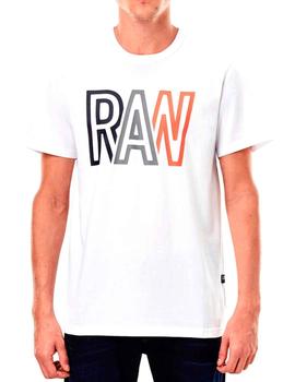 Camiseta G Star blanca letras Raw para hombre