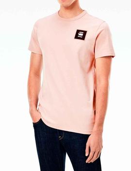 Camiseta G Star Raw parche negro color rosa