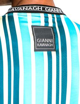 Camiseta Gianni Kavanagh rayas azules cuadro negro
