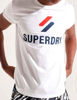 Camiseta Superdry blanca letras azul marino