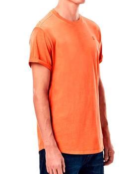 Camiseta G Star Raw Lash naranja lisa para hombre