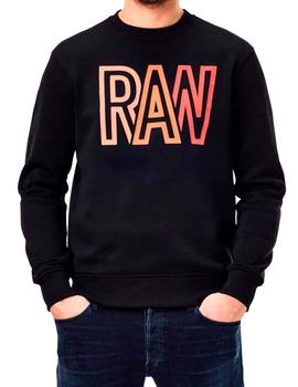 Sudadera G Star negra letras Raw naranjas