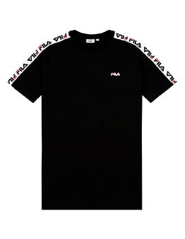 Camiseta Fila negra franjas blancas para hombre