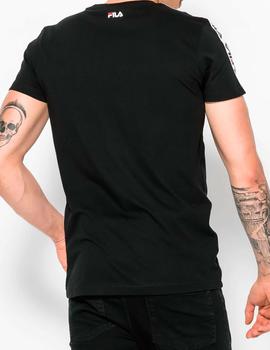 Camiseta Fila negra franjas blancas para hombre