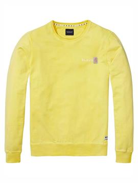 Sudadera Scotch and Soda amarilla lisa para hombre