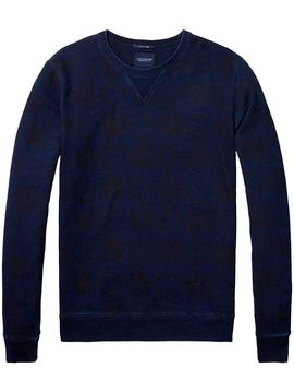 Sudadera Scotch and Soda estampada azul tinta