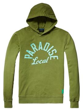 Sudadera Scotch and Soda verde letras Paradise