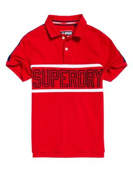 Polo Superdry rojo letras cosidas manga corta