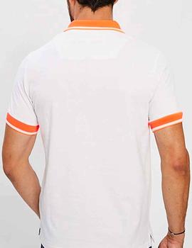 Polo Replay M3685 blanco cuello fluorescente