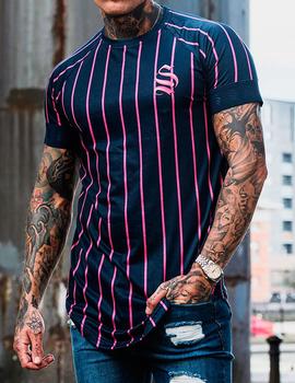 Camiseta Sinners rayas azul marino y rosa