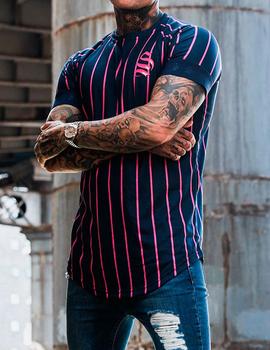 Camiseta Sinners rayas azul marino y rosa