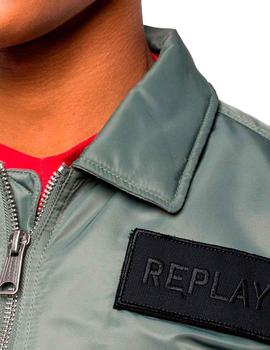 Cazadora Replay verde militar parches para hombre