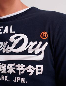 Camiseta Superdry manga larga azul marino
