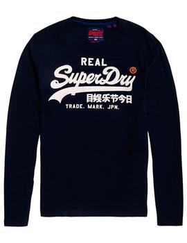 Camiseta Superdry manga larga azul marino