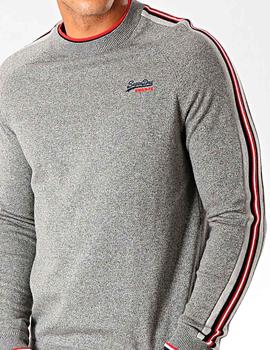 Jersey Superdry punto fino gris para hombre