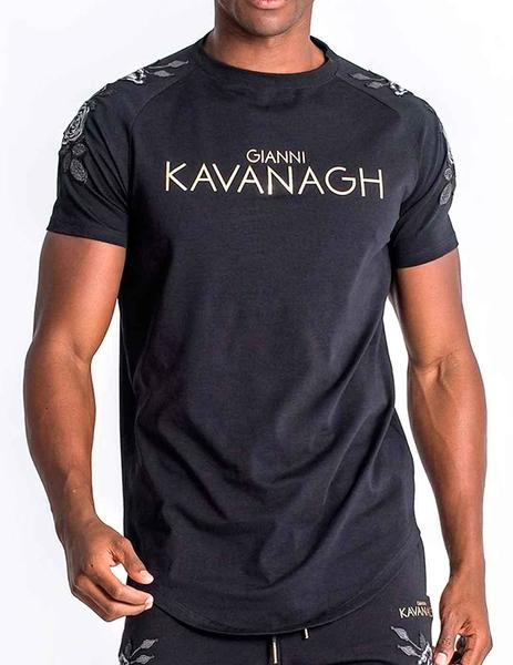 Camiseta Gianni Kavanagh negra flores en manga