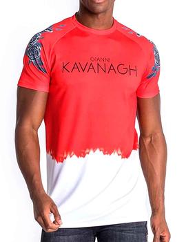 Camiseta Gianni Kavanagh roja flores en la manga
