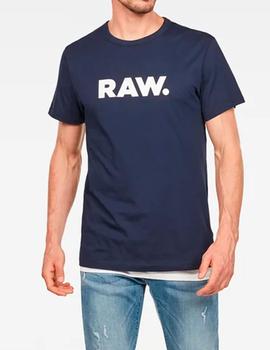 Camiseta G Star básica azul marino Raw blanco