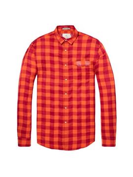 Camisa Scotch and Soda cuadro naranja para hombre