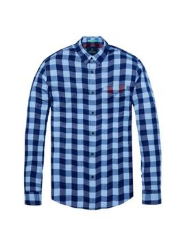 Camisa Scotch and Soda cuadros azules para hombre