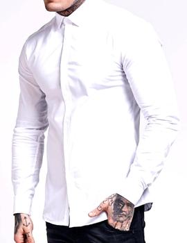 Camisa SikSilk blanca lisa con rebajas para hombre