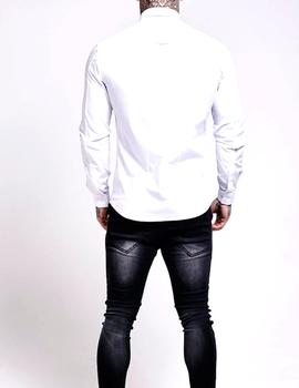 Camisa SikSilk blanca lisa con rebajas para hombre