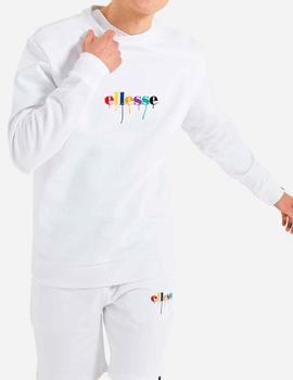 Sudadera Ellesse blanca con letras de arcoiris