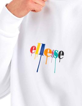 Sudadera Ellesse blanca con letras de arcoiris