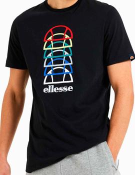 Camiseta Ellesse Magario negra logos de colores