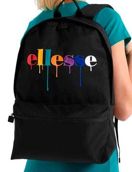 Mochila colegio Ellesse negra logo multicolor