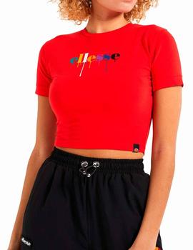 Camiseta Ellesse roja letras de colores para mujer