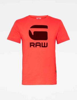 Camiseta G Star Raw roja con logo terciopelo
