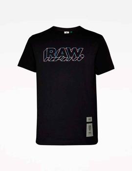 Camiseta G Star Raw negra logo reflectante
