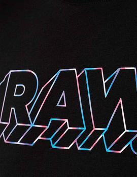 Camiseta G Star Raw negra logo reflectante