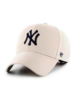 Gorra 47 Brand New York beige logo azul marino