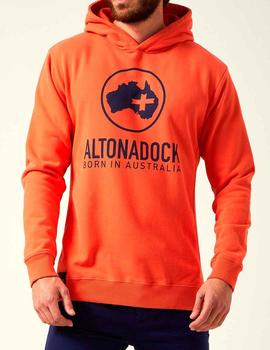 Sudadera capucha Altona Dock naranja logo azul