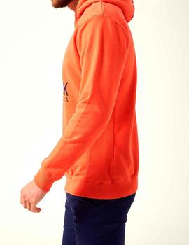 Sudadera capucha Altona Dock naranja logo azul