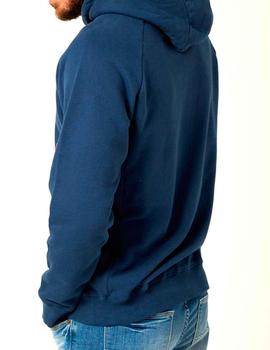 Sudadera capucha Altona Dock azul marino logo rojo