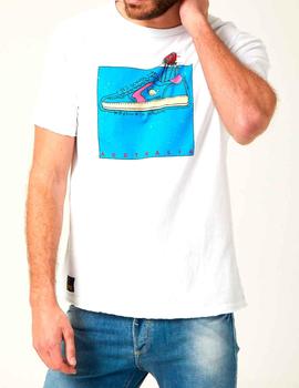 Camiseta Altona Dock blanca tenis azul turquesa