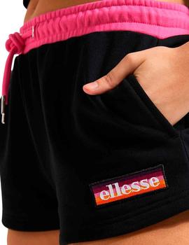 Short Ellesse Tang negro cintura rosa fucsia para chica