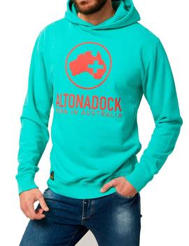 Sudadera Altona Dock verde mapa rojo con capucha