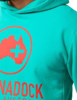 Sudadera Altona Dock verde mapa rojo con capucha
